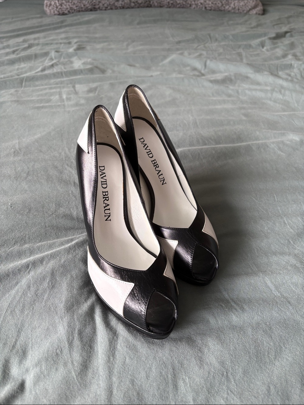 David Braun White and Black Heels S5